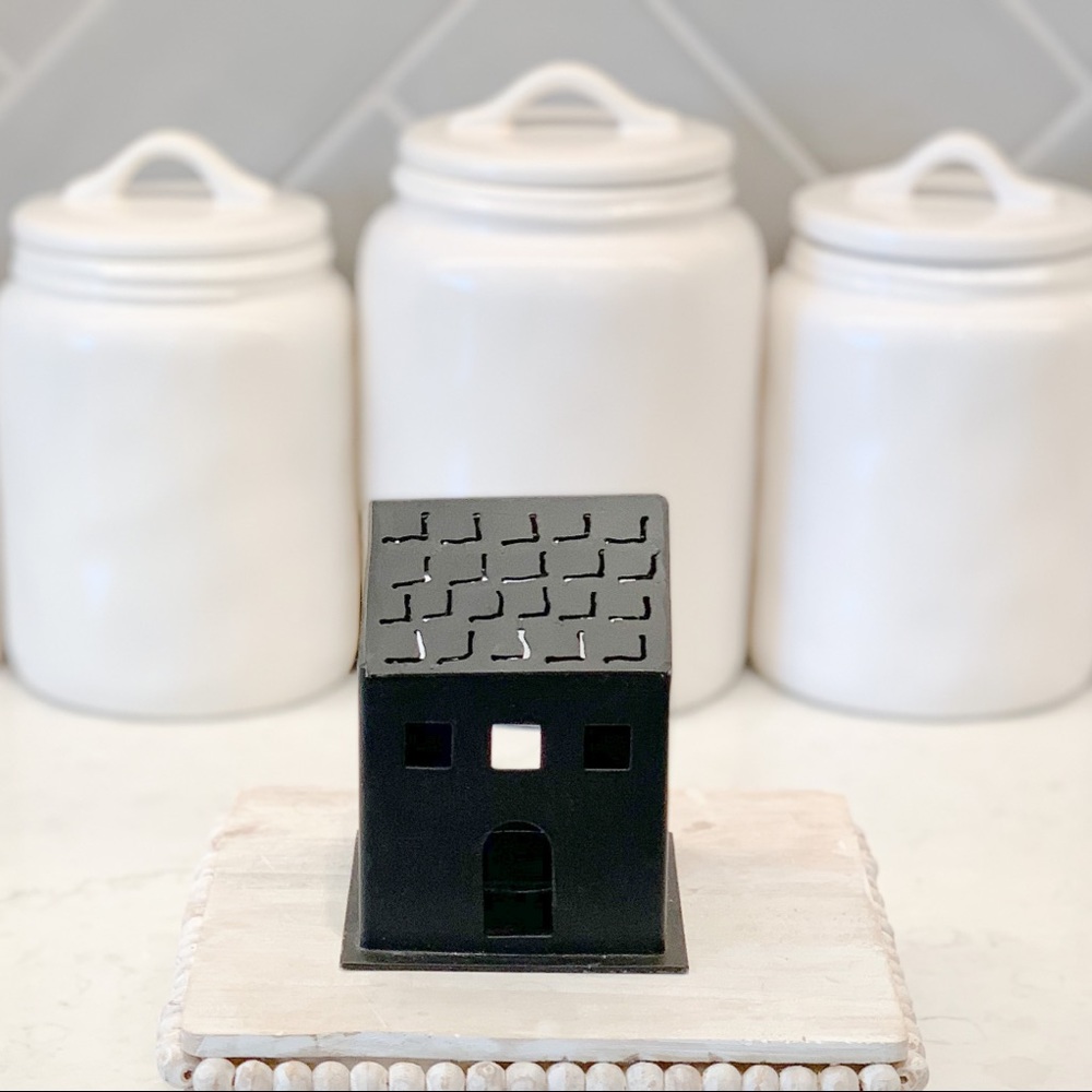 🔴 LAST CHANCE. CLOSING 9.16 🔴 Crate & Barrel Black Metal House Tea LightHolder
